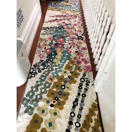 Crewel Rug Confetti Flora Multi Chain Stitched Wool Runner New