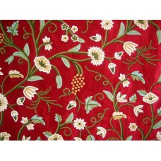 Crewel Fabric Grapes Dreams Red Cotton Velvet