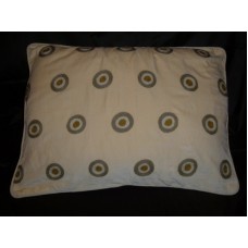 Crewel Pillow Polka Dot Green on Light Gold Cotton Velvet  