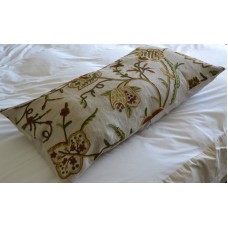 Crewel Pillow Sham Lotus Natural Brown Club Linen King Sham 