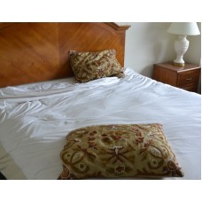 Crewel Pillow Sham Lotus Art Nouveau Desert Sand Silk Organza 