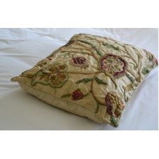 Crewel Pillow Sham Lotus Desert Sand Silk Organza Standard 