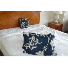Crewel Pillow Sham Starry Night Deep Blue Silk Organza 