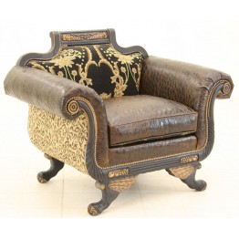 Crewel Bloom Black Cotton Velvet Upholstered  Settee