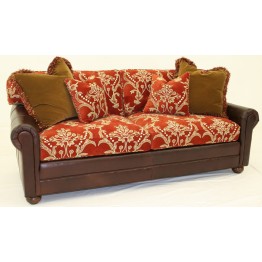 Crewel Bloom Passion Red cotton Velvet Upholstered Sofa