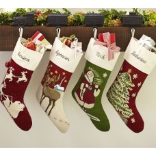 CREWEL EMBROIDERED STOCKING