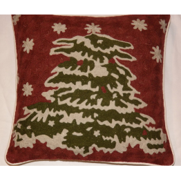 Christmas Tree Embroidered Pillow Cover (18X18 Inches)