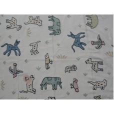 Crewel Fabric Circus in the Jungle Natural White Cotton Duck