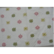 Crewel Fabric Little daisies Pinks on Off White Cotton Duck