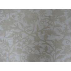 Crewel Fabric Susan Floral White on White Cotton Duck