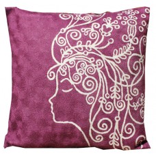 Crewel Pillow Amelia white on purple Cotton Duck 20x20