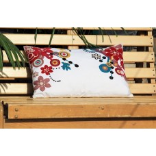 Crewel Pillow Bright on white Multi color on White cotton Duck
