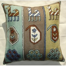 Crewel Pillow Camels in Deserts Multi Cotton Duck