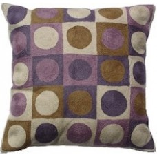 Crewel Pillow Dots Purple Cotton Duck