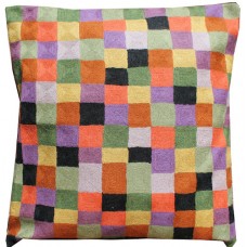 Crewel Pillow Falling Blocks multicolor Cotton Duck