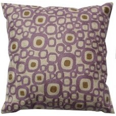 Crewel Pillow Hip Blocks Purple Cotton Duck