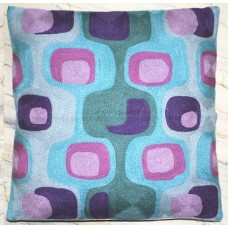 Crewel Pillow Hole in the Wall Sea Green Cotton Duck