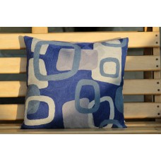 Crewel Pillow Holes in the Wall Blues Cotton Duck