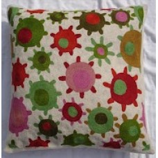 Crewel Pillow Like Seriously Multi Colors on White cotton Duck
