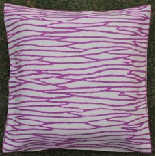 Crewel Pillow Lines Purple on White Cotton Duck
