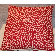 Crewel Pillow Mosaic White on Red Cotton Duck