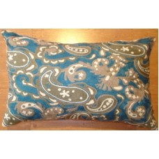Crewel Pillow Paisleys Blue Cotton Duck