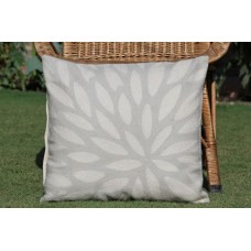 Crewel Pillow Petal Rays White on Grey Cotton Duck