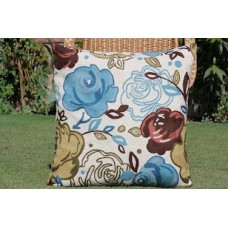 Crewel Pillow Roses Multi Cotton Duck