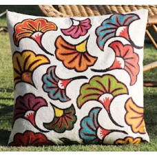 Crewel Pillow Sino flowers Multi Cotton Duck