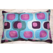 Crewel Pillow Sky full of parachutes Blues and Pinks Cotton Duck