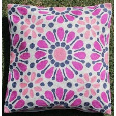 Crewel Pillow Surya Pink Cotton Duck