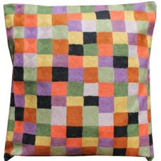 Crewel Pillow Tetris on couch Multi Cotton Duck