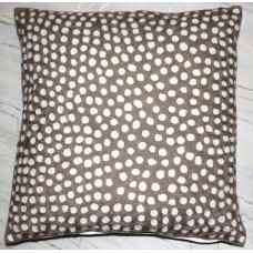 Crewel Pillow Tiny Mosaic White on Brown Cotton Duck