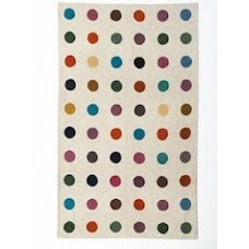 Crewel Rug Dots Multicolor Chain-Stitched Wool Rug