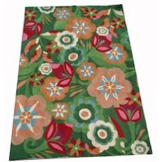 Crewel Rug Floral Spread Multi Chain Stitched Wool Rug