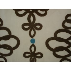 Crewel Rug Helical Flower Brown Chain Stitched Wool Rug