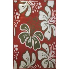 Crewel Rug Hibiscus Red Chain Stitched Wool Rug