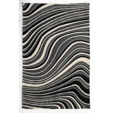 Crewel Rug Layers Black & White Chain Stitched Wool Rug