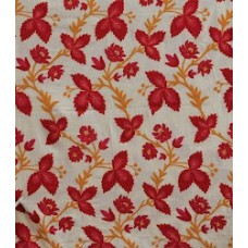 Crewel Rug Leaves on Vines Red Chain Stitched Wool Rug