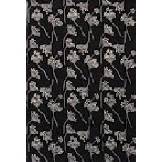 Crewel Rug Magic Black with White Chain Stitched Wool Rug