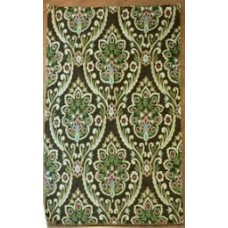Crewel Rug Paisley Peacock Green Chain Stitched Wool rug
