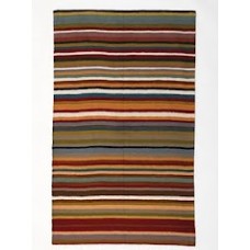 Crewel Rug Straight lines Multicolor Chain Stitched Wool Rug