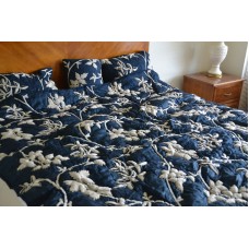 Crewel Bedding Starry Night Deep Blue Silk Organza Quilt
