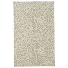 Crewel Rug Leopard Natural Chain-stitched Wool Rug