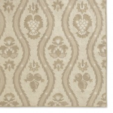 Crewel Chainstitched Rug Suzani Fruits Neutrals on Creamy White
