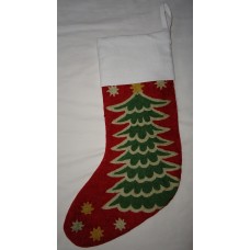 Crewel Embroidered Stocking Christmas Tree Multi Cotton Duck