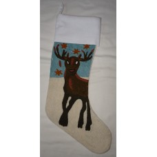 Crewel Embroidered Stocking Reindeer Multi Cotton Duck
