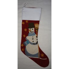 Crewel Embroidered Stocking Snowman Multi Cotton Duck