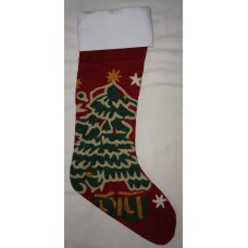 Crewel Embroidered Stocking Christmas Tree Christmas Colors