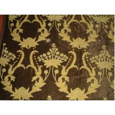 Crewel Fabric Bloom Brown Cotton Velvet